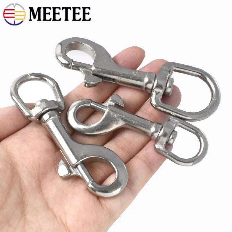 3/100Pcs Stainless Steel 316 Metal Buckles Oval Single End Swivel Eye Bolt Snap Hook Dog Leash  Strap Clasp Carabiner Diving