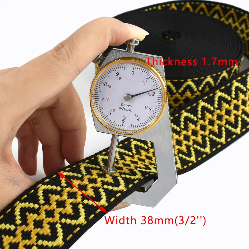 3/100Meters Jacquard Ribbon Band 38mm 1.7mm Thick Ethnic Webbing Tapes Bag Strap Repair Bias Binding DIY Garment Sewing Supplies