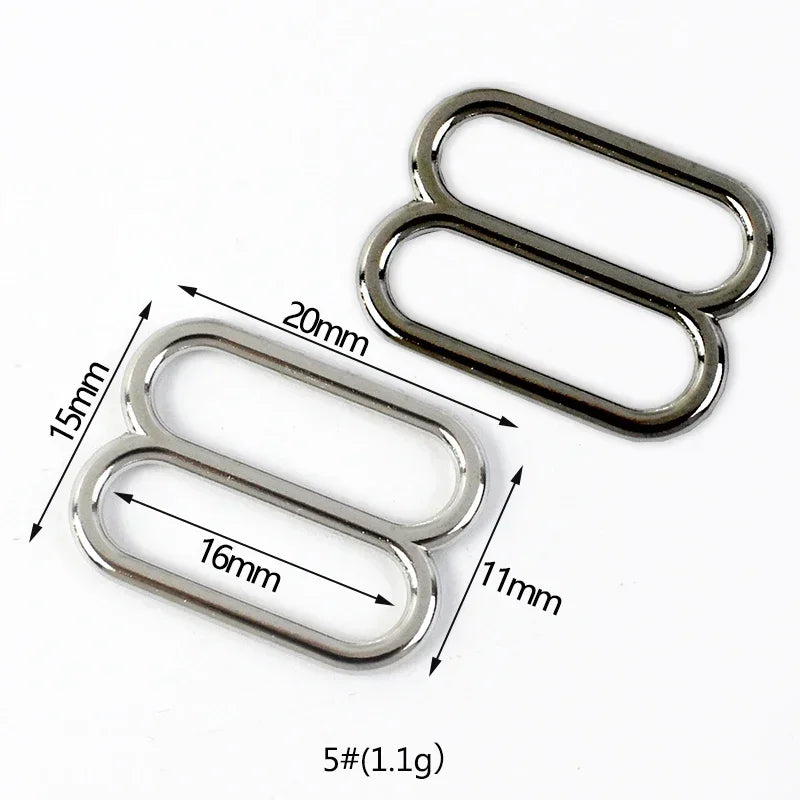 50Pcs 10-50mm Metal Buckles 8-shaped Tri-Glide Adjuster Slider Bikini Bra Rings Strap Belt Hook Clasp Webbing Bag Accessories