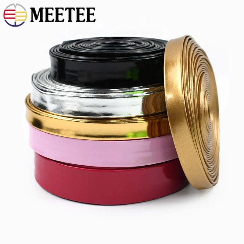 15/400Meters 5-20mm Mirror PU Ribbons Headdress Leather Cord Rope Bias Binding Tape DIY Jewelry Trim Clothes Edge Accessories
