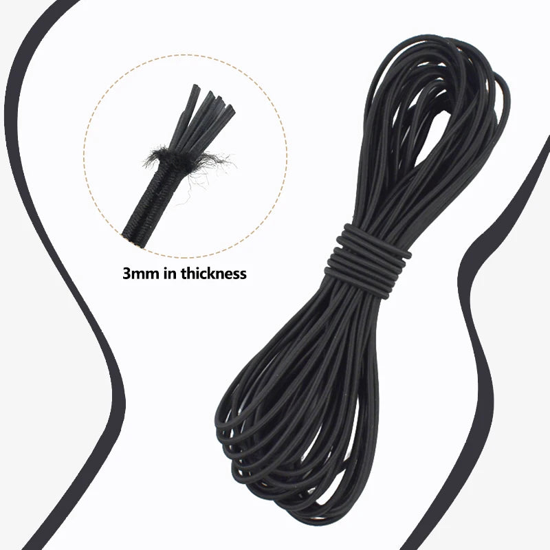 20/600M 3mm Round Elastic Cord Rubber Band Handmade Beaded Elastics Bungee Shock Rope Shoelace Sewing Loom Bands Supplies
