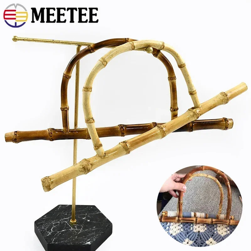 2/70Pcs Meetee 28/30cm Bamboo Bag Handle Natural Wooden Purse Frame Women Handbag Replacement Handles Handmade Bags Accessories