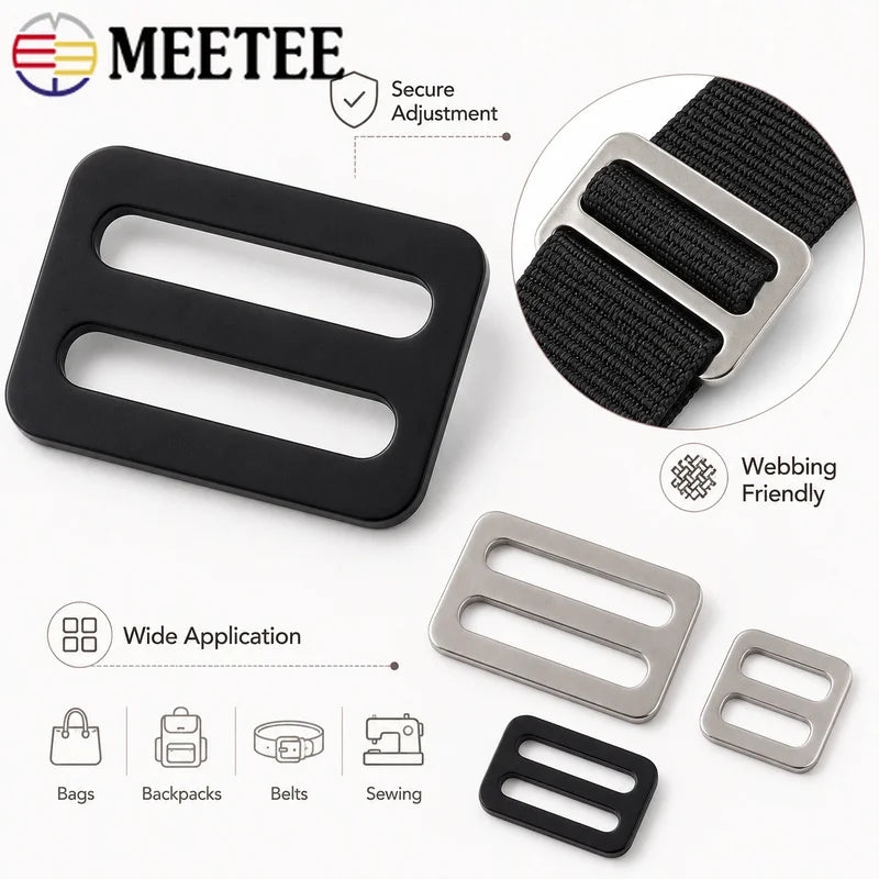 20/100Pcs 20-50mm Stainless Steel Tri-Glide Buckles Strap Slider Rings for Backpack Bag Belt Webbing Adjuster Hardware Parts