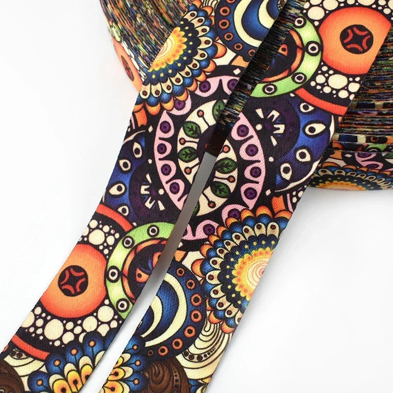 5/150Meters Meetee 38mm Jacquard Printed Webbing Ethnic Ribbon Bags Strap Tape for Sewing Garment Belt Accessories