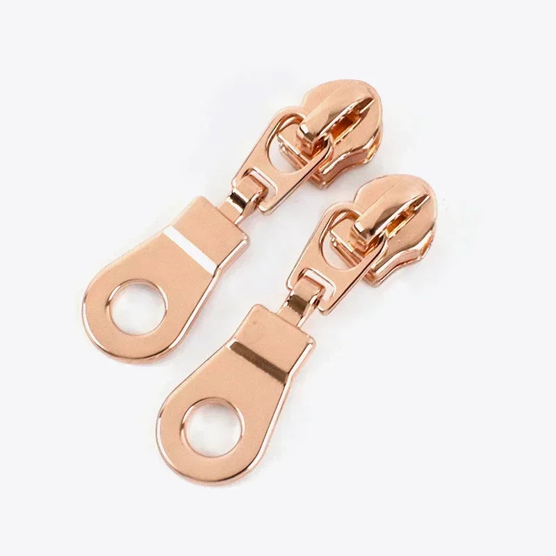 15-500Pcs 5# Rose Gold Zippers Sliders for Nylon Zip Tape Clothes Bag Sewing Zipper Replacement Puller Zips Repair Kit Accessories