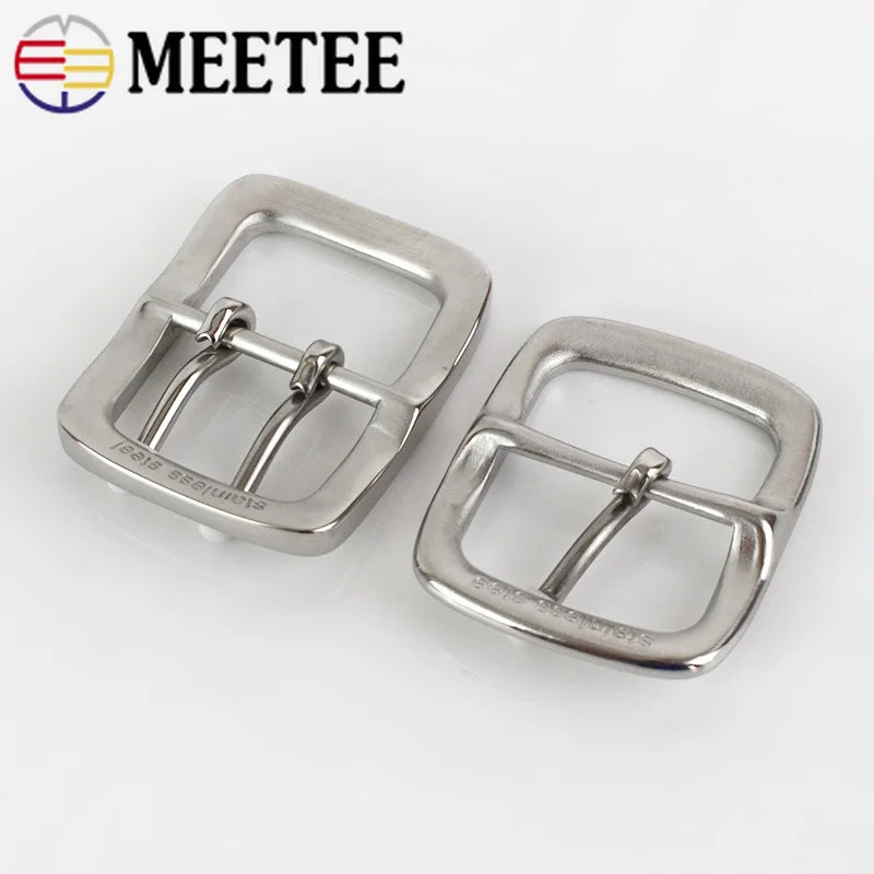 Meetee 1/40pcs 40mm Stainless Steel Single Double Pin Buckles Men's Belt Buckle Head DIY High Quality Hardware Leather Accessories