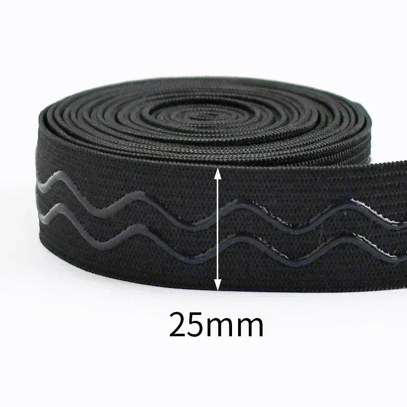 8/210M Meetee Black Silicone Elastic Bands Underwear Non-slip Rubber Tapes Waistband Belt Stretch Ribbon DIY Sewing Accessories
