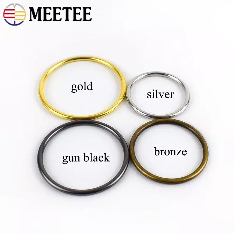 30/600pcs Meetee O Ring 20-50mm Metal Round Circle for Clothing Handbag Shoes Bags Belt Buckles Hardware Leather Crafts Accessories