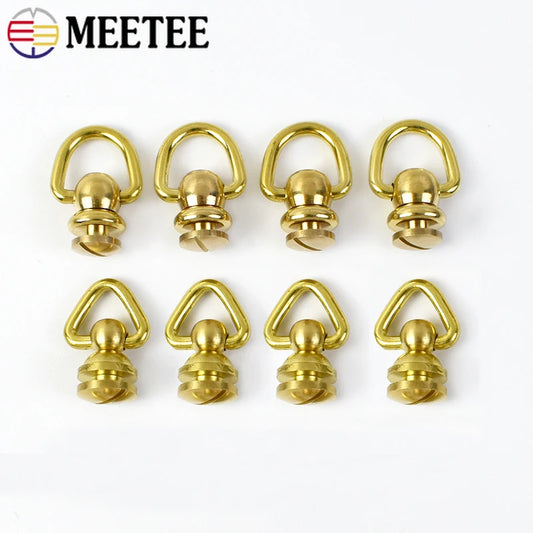 5/150Pcs Solid Brass Rotated D Ring Nail Swivel Screw Buckles  Bag Strap KeyChain Connector Handbags Clasp Leather Craft Accessory