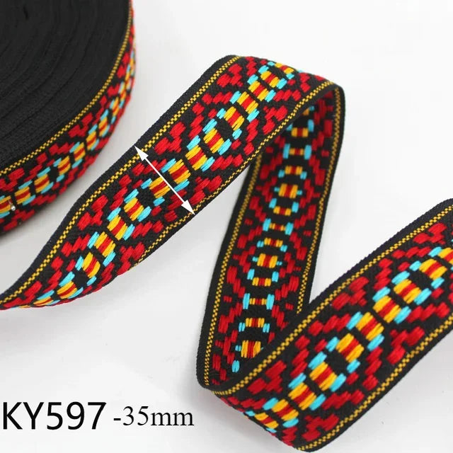 5/180Meters 30/38mm Jacquard Webbing Tapes Ethnic Lace Ribbons For Bag Strap Sewing Tape Bias Binding DIY Garment Accessories