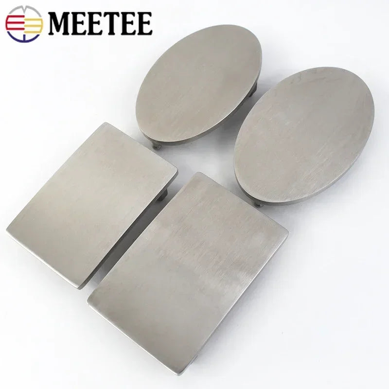 Meetee 1/30pcs 35mm/40mm Stainless Steel Belt Buckles Metal Smooth Plate Buckle for Men's Waistband Head Pin Automatic Clasp Crafts