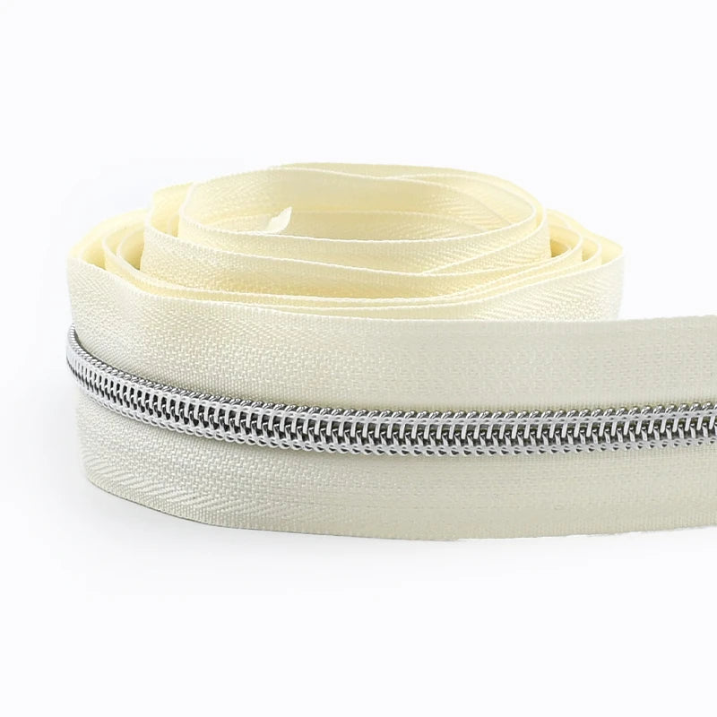 8/300M 5# Sewing Nylon Zipper Tape Silver Teeth Decor Zip Roll Jacket Bag Closure Zippers Repair Kits DIY Zips Replace Supplies
