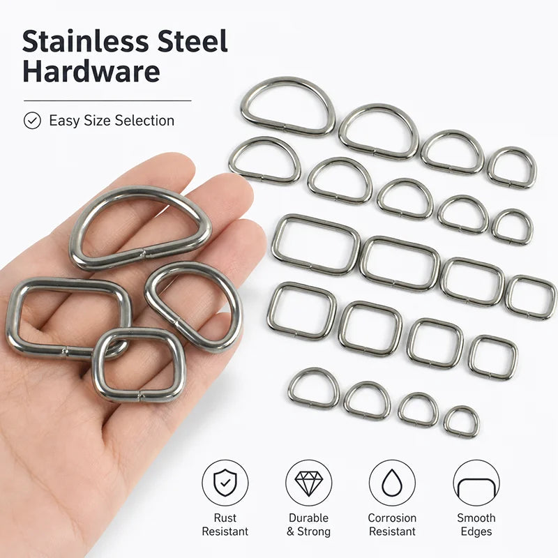 15/500Pcs 304# Stainless Steel O D Ring Bag Strap Buckle 20/25/32/38mm Dog Coller Webbing Connect Rings Hook DIY Accessories