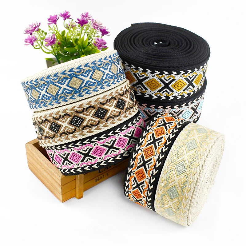 3/100Meters Meetee 38/50mm Jacquard Webbing Tape Bag Ribbon Strap Garment Sewing Decoration Ribbons Tapes Home Textile Accessory