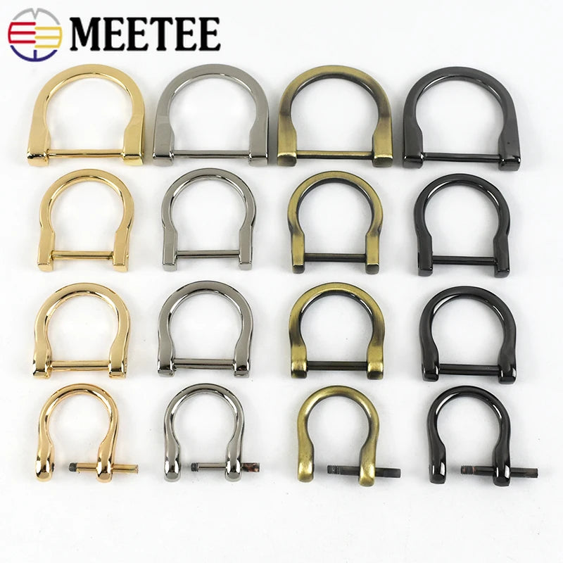Meetee 10/300Pcs Metal Detachable D Ring Buckle Open Screw Adjuster Clasp for Bag Strap Buckles DIY Hardware Accessories