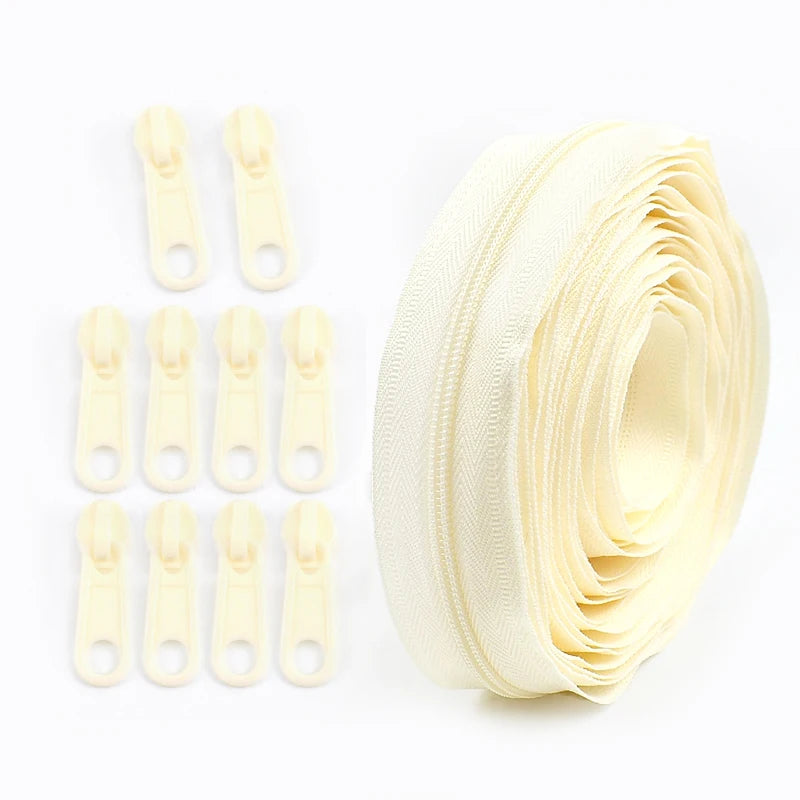 2/50Sets 3# Nylon Zipper Tape Assortment Kit Zippers for Sewing Coil Zip Strip Roll with Zips Sliders DIY Bags Clothing Craft Accessories