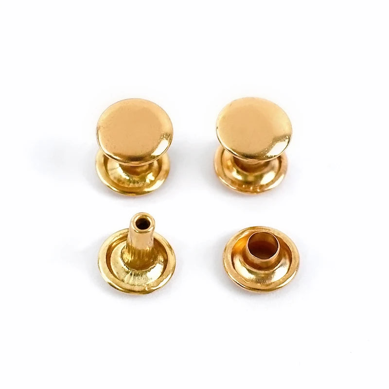 100sets Metal Double Cap Rivet Studs Button Round Rivets Nail for Leather Craft Bag Belt Shoes Garments Hat Pet Collar Buckle