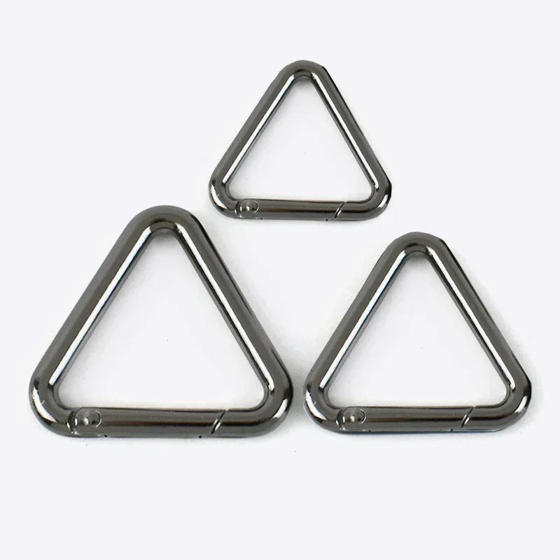 15/500Pcs Metal Triangle Spring Ring Openable Bag Belt Strap Buckle Carabiner Connect Keyring Dog Chain Snap Clasp Trigger Hook