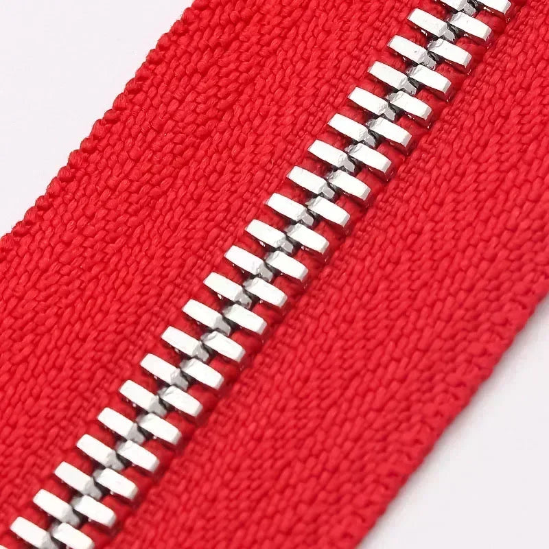 2/50Yards 5# Colorful Metal Zipper Gold/Sliver Teeth Double Pull Open-end Zips Tape Bag Garment Zip Repair Kit Sewing Accessory