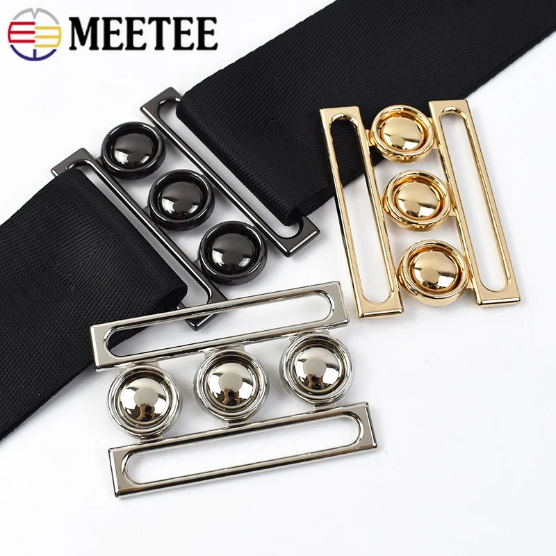 Meetee 3/100pcs 60mm Metal Buckles Women Coat  Down Jacket Waistband Belt Clasp DIY Garment Buttons Decoration Sewing Accessories