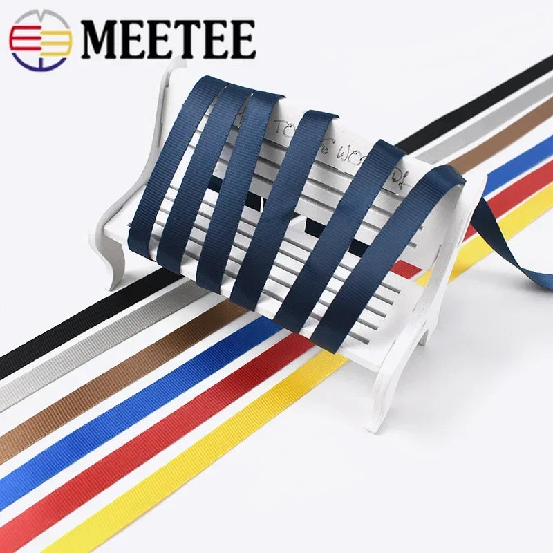 15/500Meters Meetee 10mm Colorful Nylon Webbing Ribbon Straps Bias Tape for Handmade Work Cards Strap Clothing Sewing Accessories
