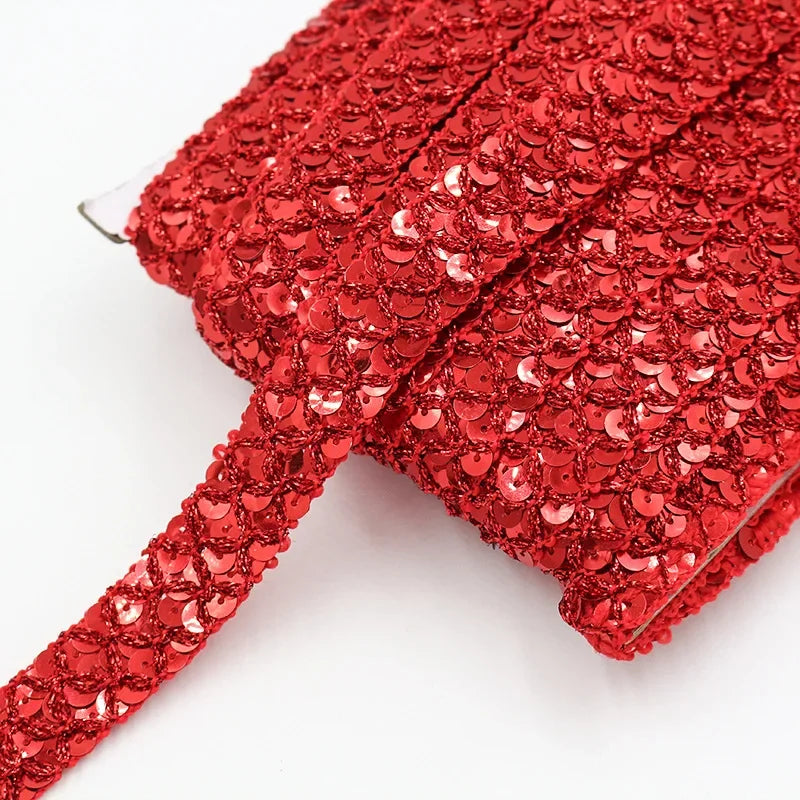 20/100Meters 2cm Sequin Lace Trim Braided Decoration Ribbons Stage Costumes Hat Webbing Trimming DIY Sewing Accessories