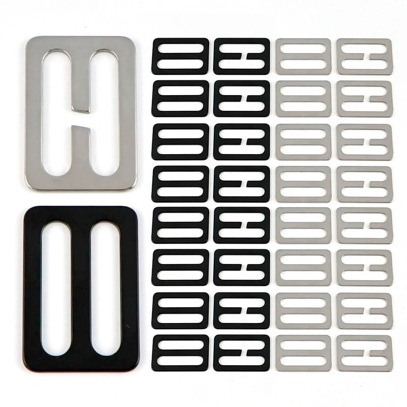 20/700Pcs 20-50mm StainlessSteel Tri-Glides Slider Buckles for Bag Strap Carabiner Clip Adjustable Ring Buckle Pet Collar Hardware
