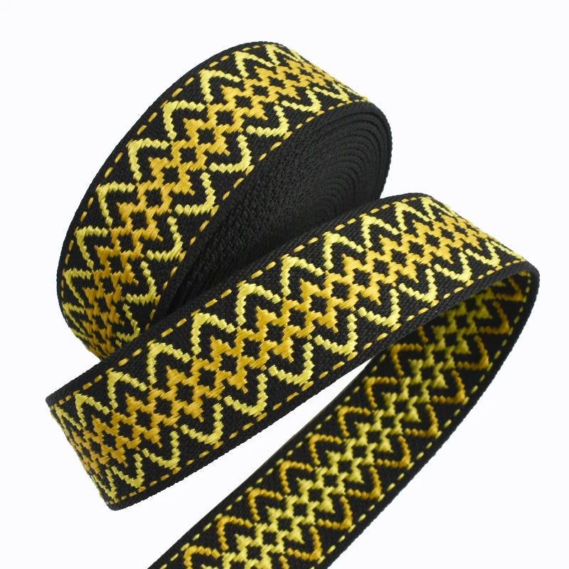 3/100Meters Jacquard Ribbon Band 38mm 1.7mm Thick Ethnic Webbing Tapes Bag Strap Repair Bias Binding DIY Garment Sewing Supplies