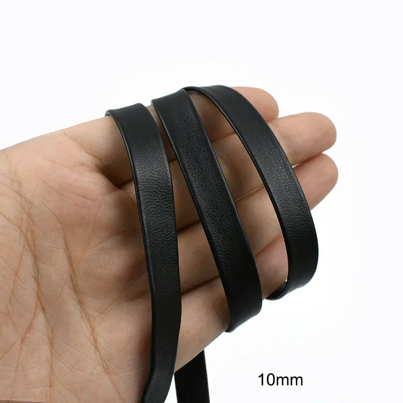 20/50Meters 5-30mm Black PU Leather Ribbon Soft Flat Cord for Handbag Straps Jewelry Necklaces Sewing Decor Craft Webbing Supplies