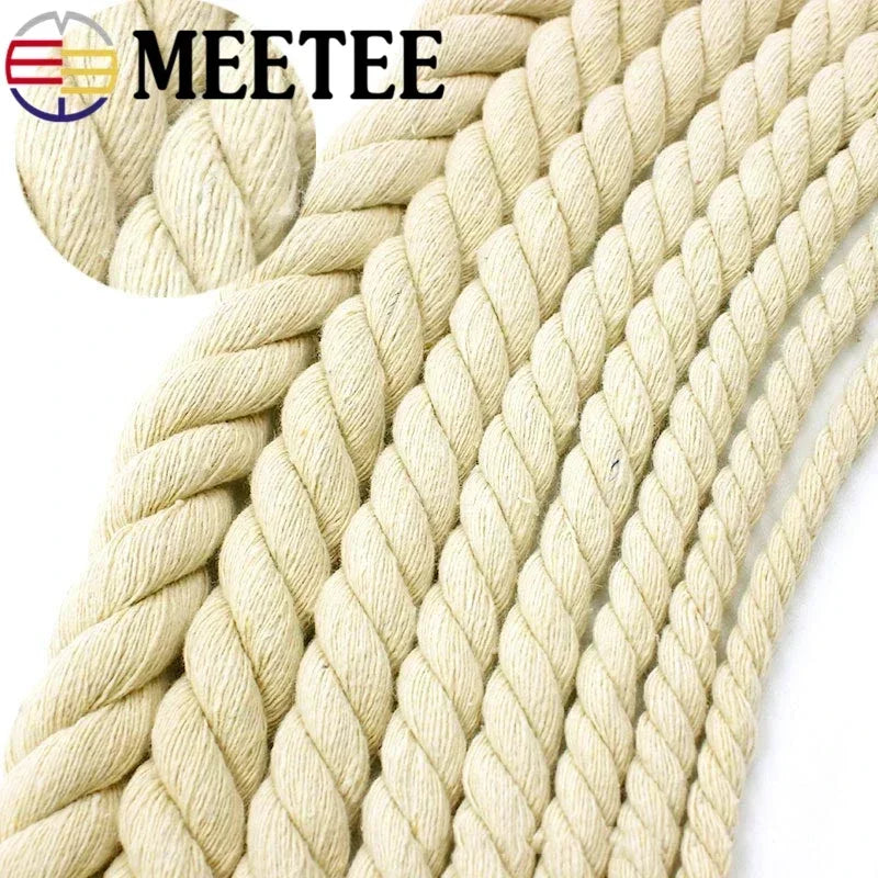 5/150Meter Meetee 5-20mm Beige Cotton Rope Thick Cords for Bag Strap Home Decor Accessories DIY Handmade Ropes Craft