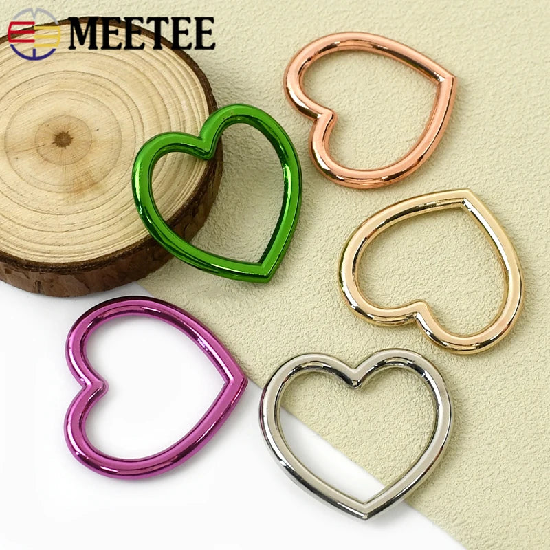 15/500Pcs Metal Heart O Ring Buckle Bags Strap Chain Connection Hooks Webbing Belt Adjust Clasp DIY Hardware Accessories