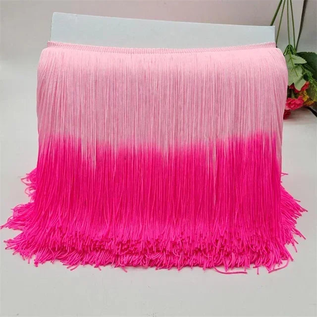 Meetee 2/50M 20cm Polyester Tassel Fringe Clothes Lace Trim Colorful Trimmings Curtain Webbing Ribbons DIY Sewing Accessories