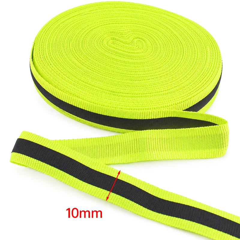 30/600Yards Silver Reflective Ribbons 10-40mm Green Black Safety Clothing Warn Webbing Tapes for Walking Cycling Backpacks At Night