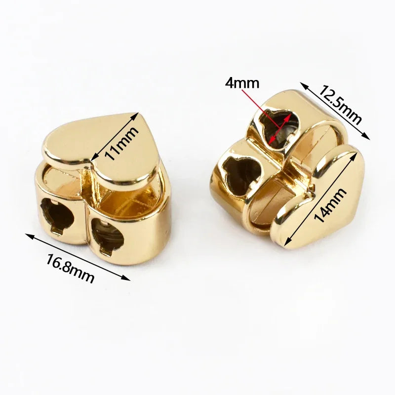 20/100Pcs 4mm Heart Metal Cord Lock Spring Snap Button Rope Stopper for Clothes Drawstring Bags Rope Adjuster Sewing Accessories