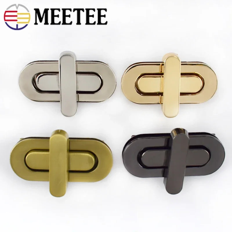 5/130pcs Meetee 42*18/34*16mm Bag Turn Twist Lock Buckles Metal Purse Handbag Decor Mortise Closure Clasp DIY Hardware Accessories