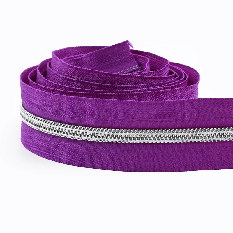 8/300M 5# Sewing Nylon Zipper Tape Silver Teeth Decor Zip Roll Jacket Bag Closure Zippers Repair Kits DIY Zips Replace Supplies