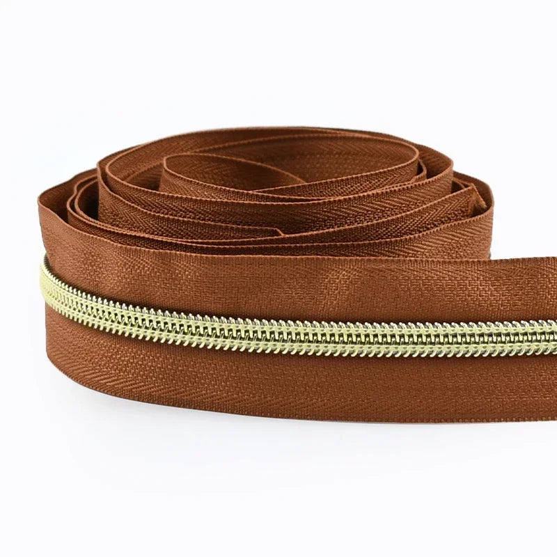8/300M 5# Nylon Zippers Tapes Gold Silver Teeth Zipper for Sewing Bag Zips Purse Garment Zip Repair Kit DIY Accessories