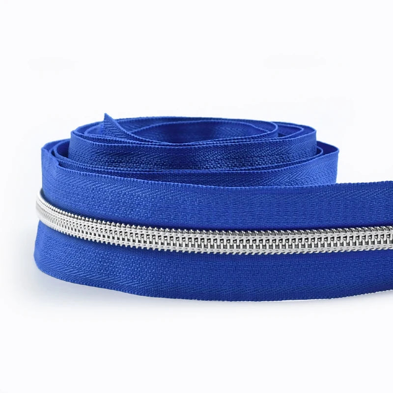 8/300M 5# Sewing Nylon Zipper Tape Silver Teeth Decor Zip Roll Jacket Bag Closure Zippers Repair Kits DIY Zips Replace Supplies