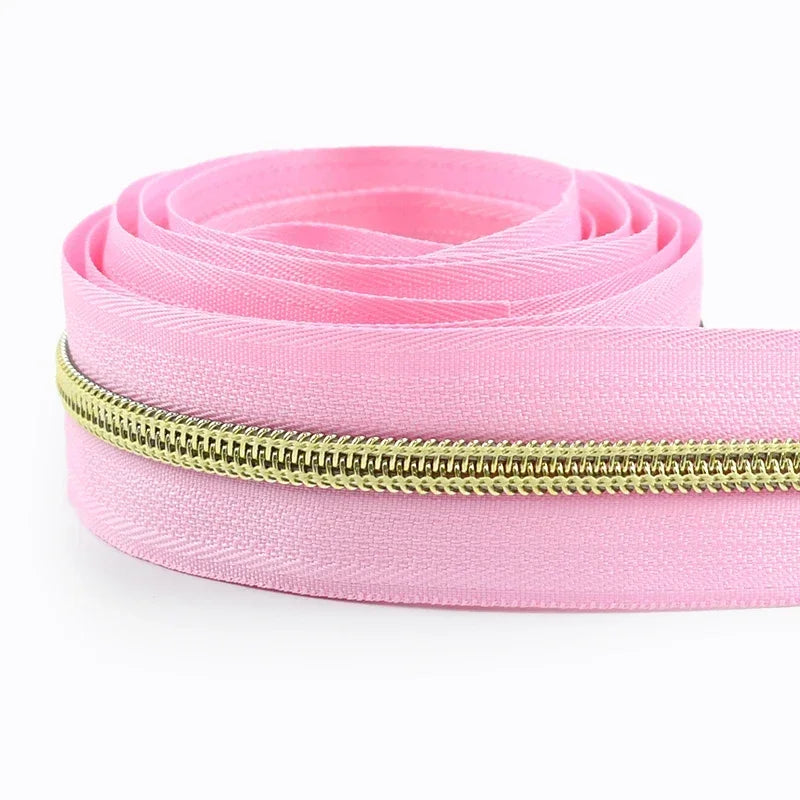 8/300M 5# Nylon Zippers Tapes Gold Silver Teeth Zipper for Sewing Bag Zips Purse Garment Zip Repair Kit DIY Accessories