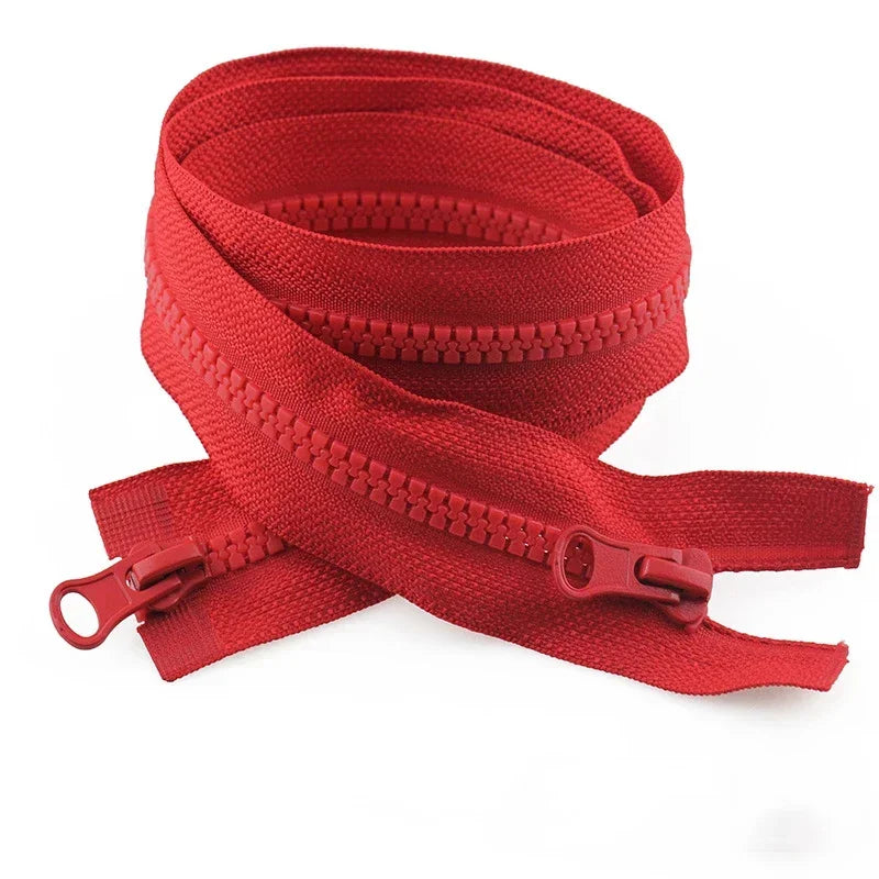 8/200Pcs 5# 80-150cm Resin Zipper Open-end Double Slider Long Zippers Down Jacket Overcoat Zipp Clothes Bags Zip Repair Sewing Accessory