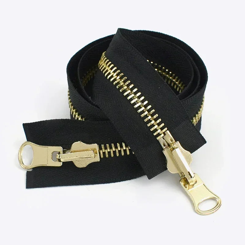 5Pcs 70-100cm Double Sliders Open-End Zippers 5# 8# Metal Zipper Clothing Closure Zip Luggage Replace Zips Sewing Accessories