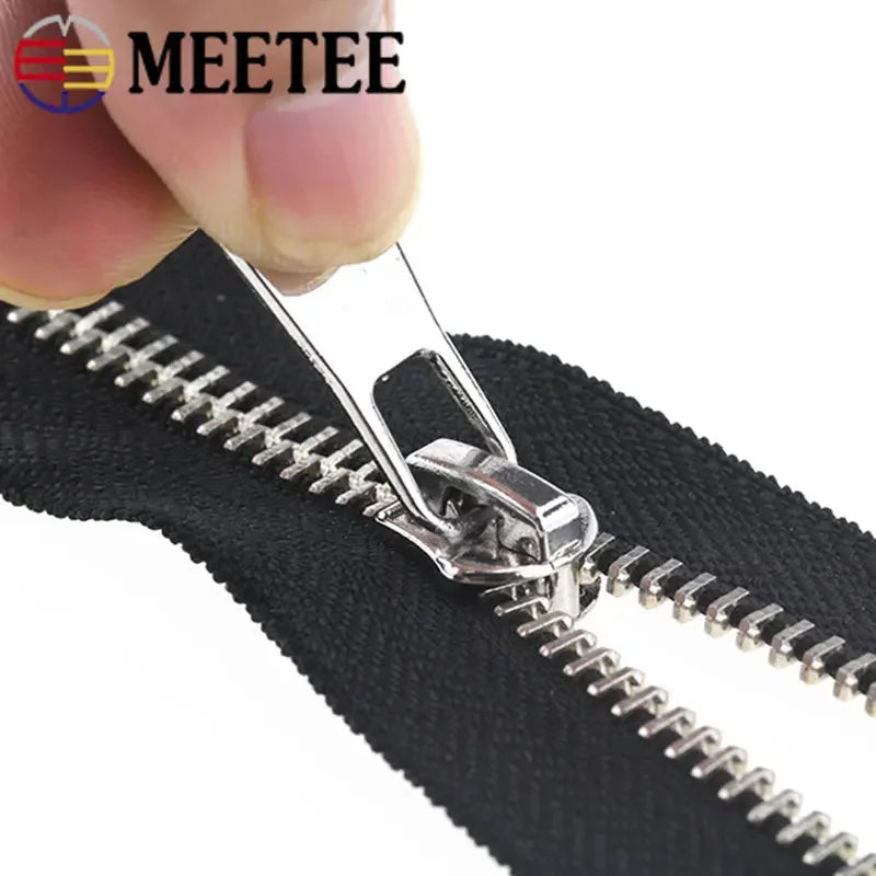 3/90Pcs Meetee 5# 60-150cm Metal Zipper Open End Single/Double Sliders Long Zippers Clothes Down Jacket Coat Zip DIY Sewing Accessories