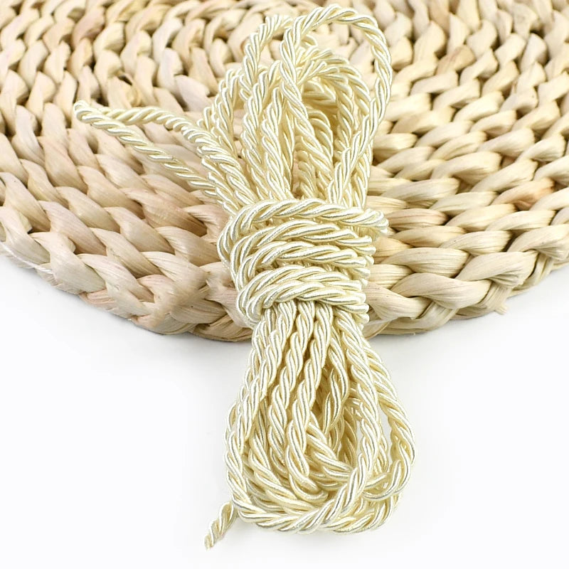 25/930M 3mm Polyester Twisted Braided Cord 3 Shares Ropes for Bag Strap Curtain Decorative Gift Box Rope DIY Sewing Accessory