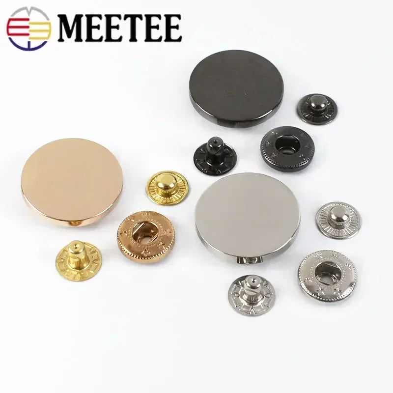 30/500Sets Meeteel 10-25mm Snap Fasteners Metal Snaps Press Studs Buttons for Sewing Clothes Jacket Coat Leather Craft Accessories