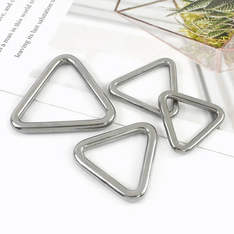 25/900Pcs 304 Stainless Steel D Ring Buckles Webbing Strap Connectors Hook Dog Collar Triangle Rings Buckle Bag Hanger Loop Clasp
