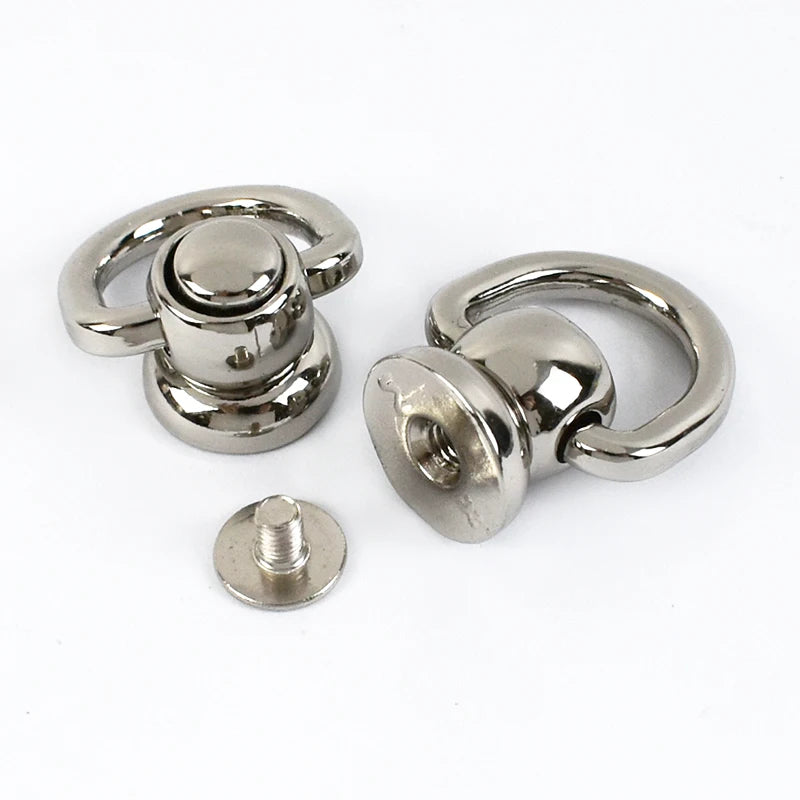 Meetee 10/350pcs 13mm Bag Side Hang Round Head Solid Nail Leather Screw Rivet D Ring Buckles DIY Handbag Repair Accessories