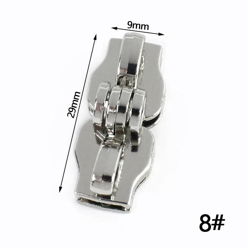 15/500Pairs 5# 8# 10# Zipper Slider for Nylon Zippers Luggage Repair Zip Double Hole Padlock Zips Puller Closure Ziper Cursor