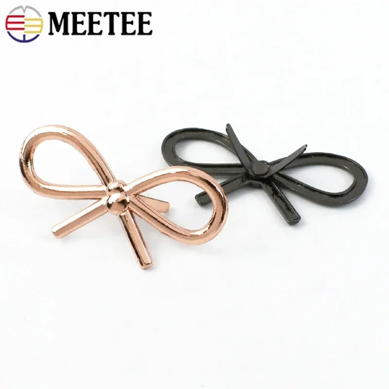 Meetee 20/600Pcs  44*22mm Bow Shoes Buckle Metal Bags Clothing Decor Buckles DIY Leather Craft Luggage Hardware Accessories BD437