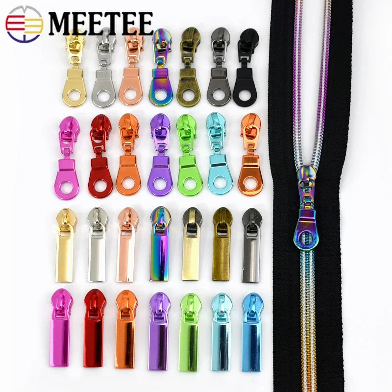 8/200Pcs 5# Zipper Slider for Nylon Zip Tapes Colorful Zips Head Bags Clothes Puller Repair Kit DIY Sewing Hardware Accessory