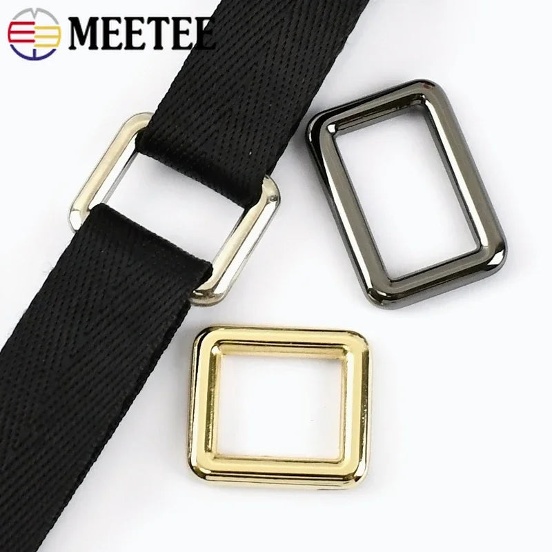 15/500Pcs Meetee 12-50mm Metal Square O D Ring Buckles Bag Adjustable Buckle DIY Backpack Straps Shoes Garment Leather Accessories